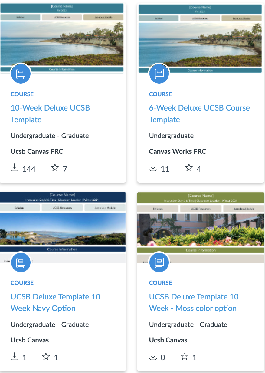 screenshot of templates in Canvas Commons