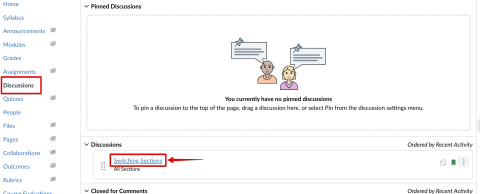screenshot of Canvas course discussions area